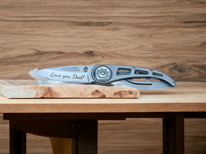 Legal Engraved Etched folding hobby camp outdoors daily pocket knife step dad gift present